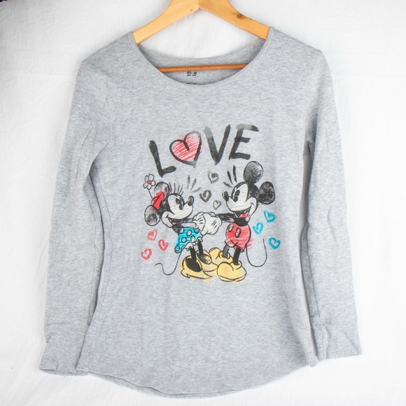 Disney Tops - ✨3/40✨ Disney Mickey and Minnie thermal grey shirt